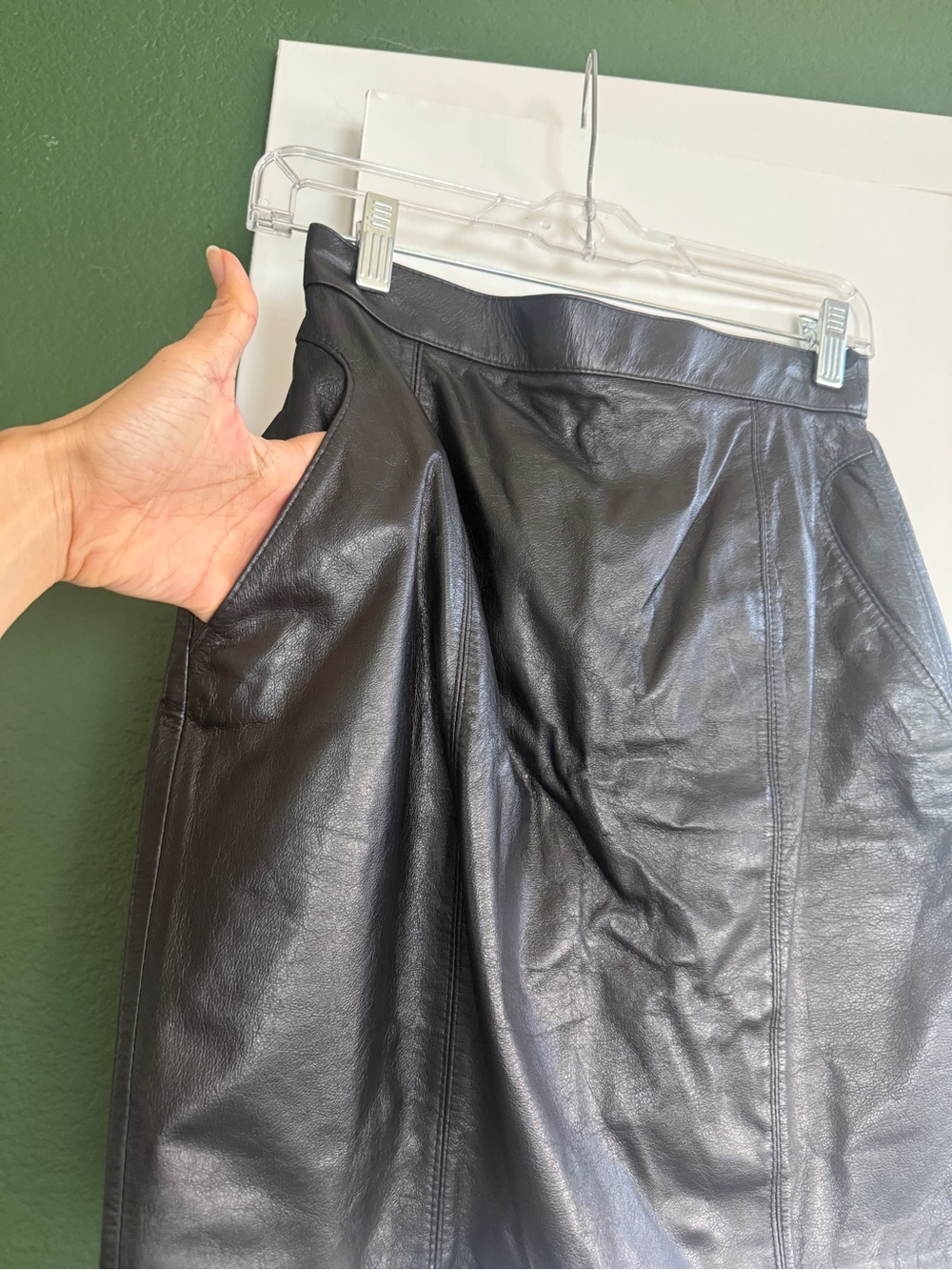 Vintage Black A-Line Leather Skirt